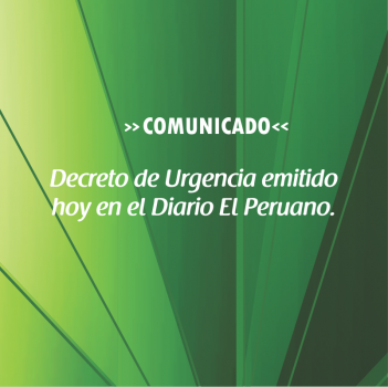 Decreto de Urgencia emitido hoy en el Diario El Peruano.